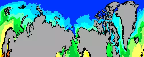 Arctic Ocean temperature map