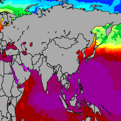 Today Asia sea temperatures