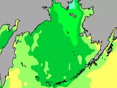 Bering Sea temperature map