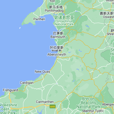 Map showing location of Aberystwyth (52.415480, -4.082920)