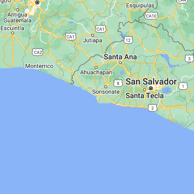 Map showing location of Acajutla (13.592780, -89.827500)