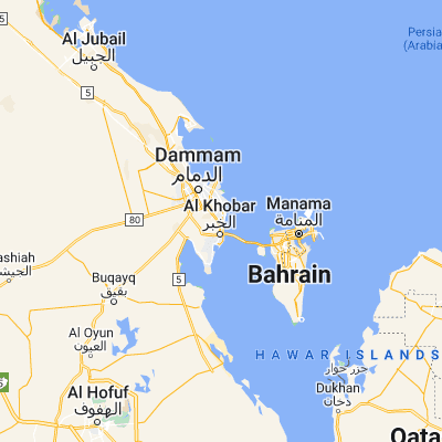 Map showing location of Al Khubar (26.279440, 50.208330)