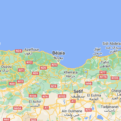 Map showing location of Bejaïa (36.755870, 5.084330)