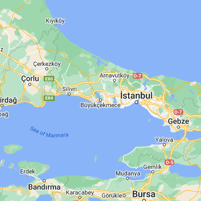 Map showing location of Büyükçekmece (41.020720, 28.585020)