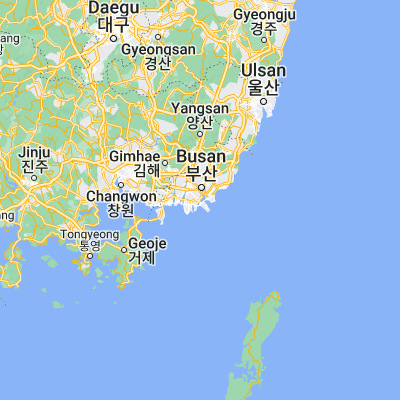 Map showing location of Busan (35.102780, 129.040280)