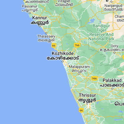 Map showing location of Calicut (11.250000, 75.766670)