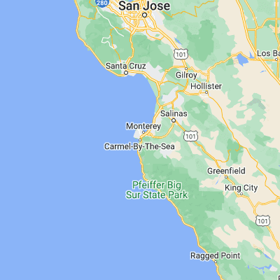 Map showing location of Carmel-by-the-Sea (36.555240, -121.923290)