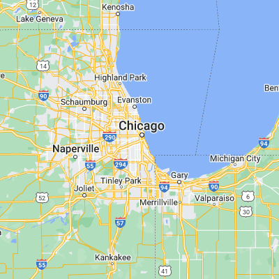 Map showing location of Chicago (41.850030, -87.650050)