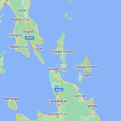 Map showing location of Dinagat (9.956110, 125.593330)