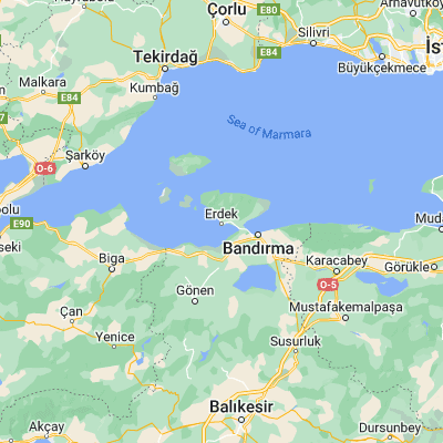 Map showing location of Erdek (40.399600, 27.793480)