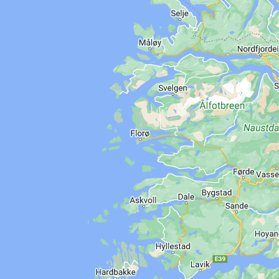 Map showing location of Florø (61.599570, 5.032800)