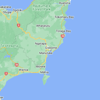 Map showing location of Gisborne (-38.653330, 178.004170)