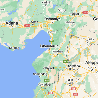 Map showing location of İskenderun (36.587180, 36.173470)