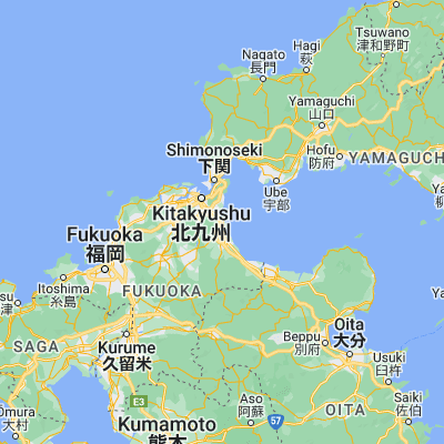 Map showing location of Kanda (33.783330, 130.983330)