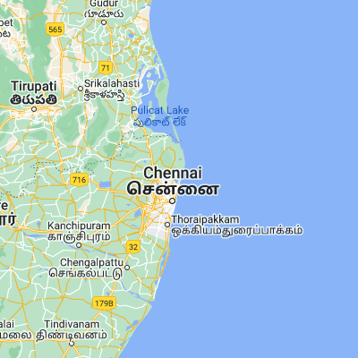 Map showing location of Kattivākkam (13.216670, 80.316670)