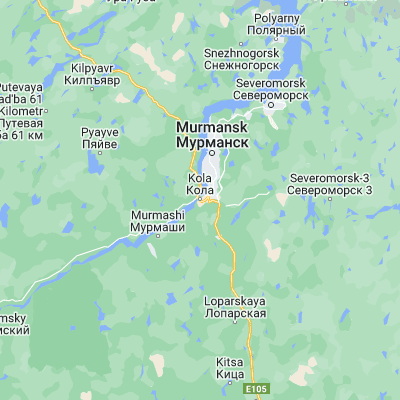 Map showing location of Kola (68.880620, 33.018420)