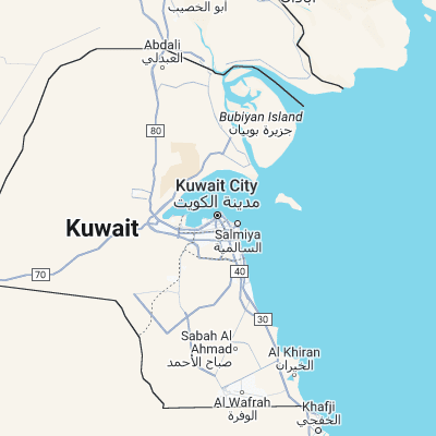 Map showing location of Kuwait City (29.369720, 47.978330)