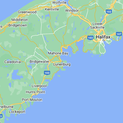 Map showing location of Lunenburg (44.383450, -64.315450)