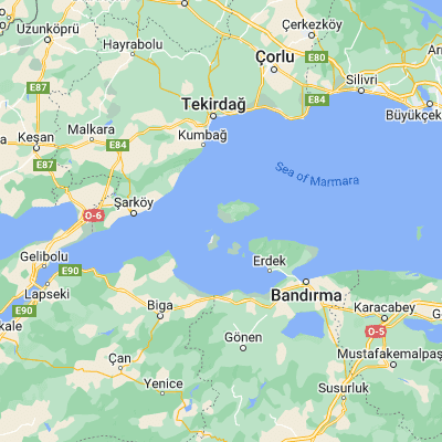 Map showing location of Marmara (40.586330, 27.555410)