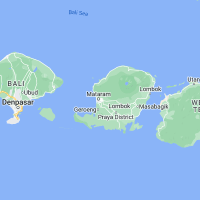 Map showing location of Mataram (-8.583330, 116.116670)