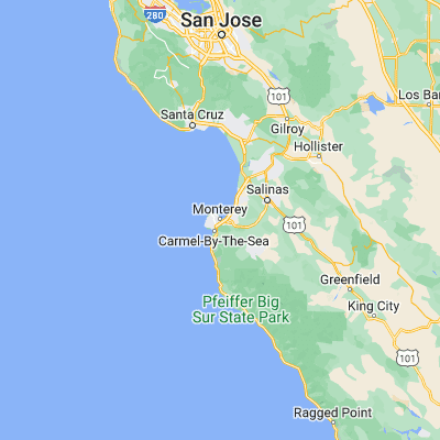 Map showing location of Monterey (36.600240, -121.894680)