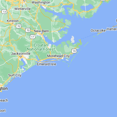 Map showing location of Morehead City (34.722940, -76.726040)