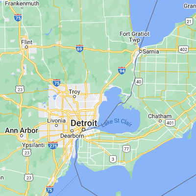 Map showing location of Mount Clemens (42.597260, -82.877980)