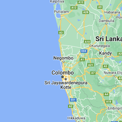 Map showing location of Negombo (7.208300, 79.835800)