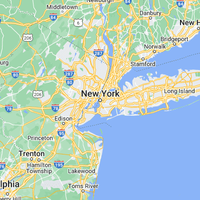 Map showing location of New York City (40.714270, -74.005970)