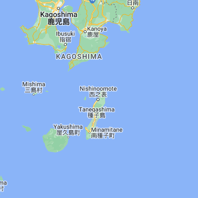 Map showing location of Nishinoomote (30.733330, 131.000000)