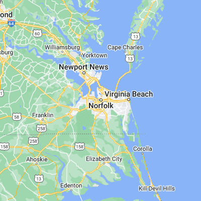 Map showing location of Norfolk (36.846810, -76.285220)