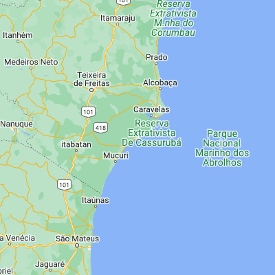 Map showing location of Nova Viçosa (-17.891940, -39.371940)