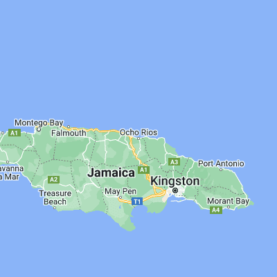 Map showing location of Ocho Rios (18.402500, -77.104800)