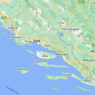 Map showing location of Omiš (43.444720, 16.688610)