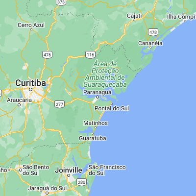 Map showing location of Paranaguá (-25.520000, -48.509170)