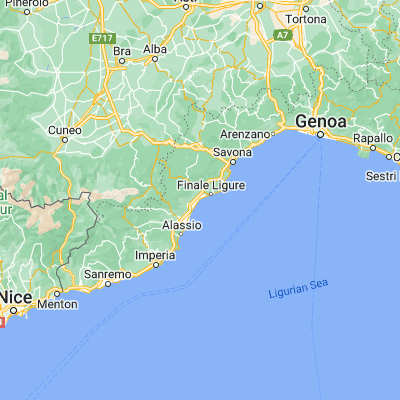 Map showing location of Pietra Ligure (44.149200, 8.282060)