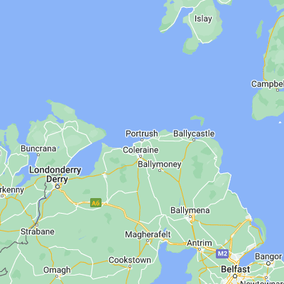 Map showing location of Portrush (55.195920, -6.649300)