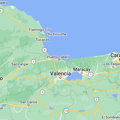 Map showing location of Puerto Cabello (10.473060, -68.012500)