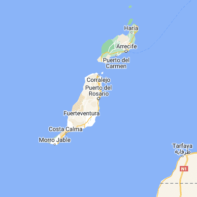 Map showing location of Puerto del Rosario (28.500380, -13.862720)