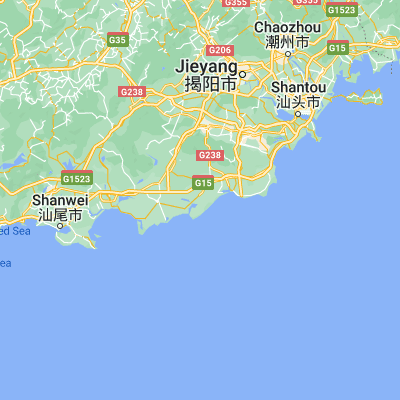 Map showing location of Qishi (22.915720, 116.136090)