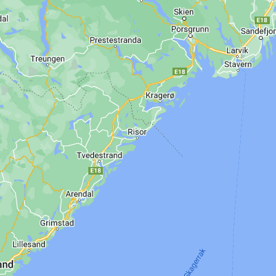 Map showing location of Risør (58.720570, 9.234220)