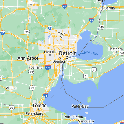 Map showing location of River Rouge (42.273370, -83.134370)