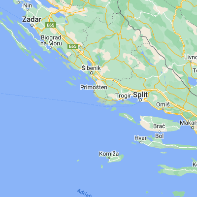 Map showing location of Rogoznica (43.524720, 15.970000)