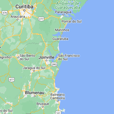 Map showing location of São Francisco do Sul (-26.243330, -48.638060)