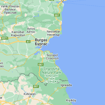 Map showing location of Sozopol (42.416670, 27.700000)