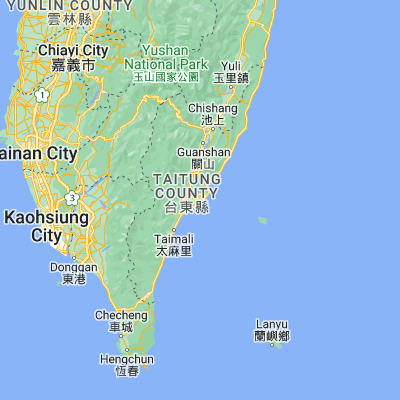 Map showing location of Taitung City (22.758300, 121.144400)