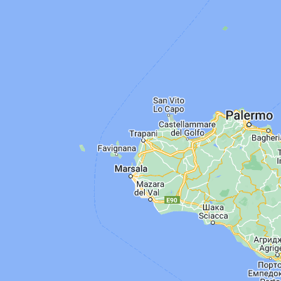 Map showing location of Trapani (38.015840, 12.510770)