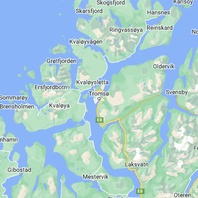 Map showing location of Tromsø (69.648900, 18.955080)