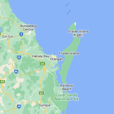 Map showing location of Urangan (-25.300000, 152.900000)