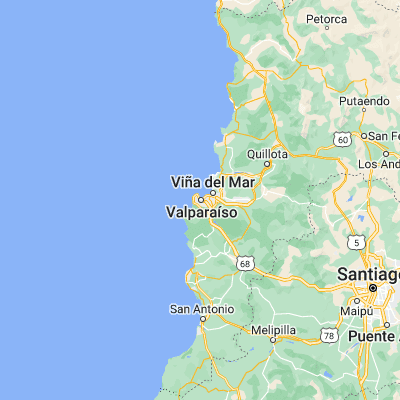 Map showing location of Valparaíso (-33.039320, -71.627250)